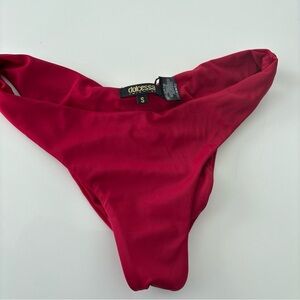 EUC Dolcessa Swimwear Bikini Scrunch Bottom Dark  Red Designer Sz Small